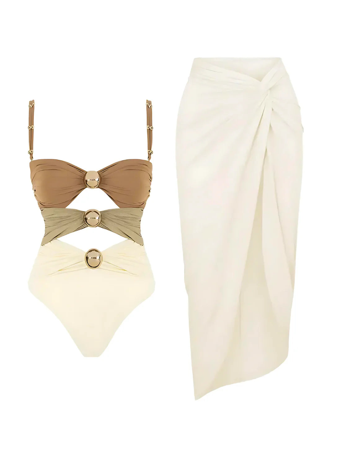 Exclusive cut-out swimsuit with skirt