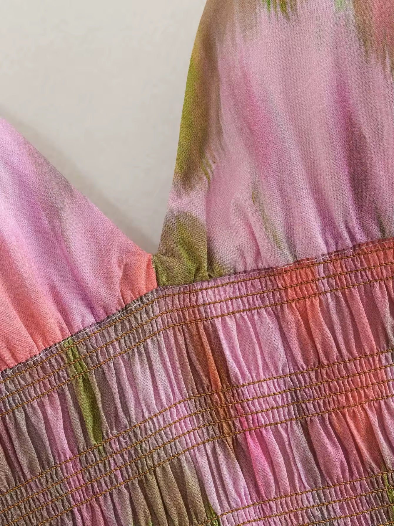 Aquarell Midikleid mit Spaghettiträgern