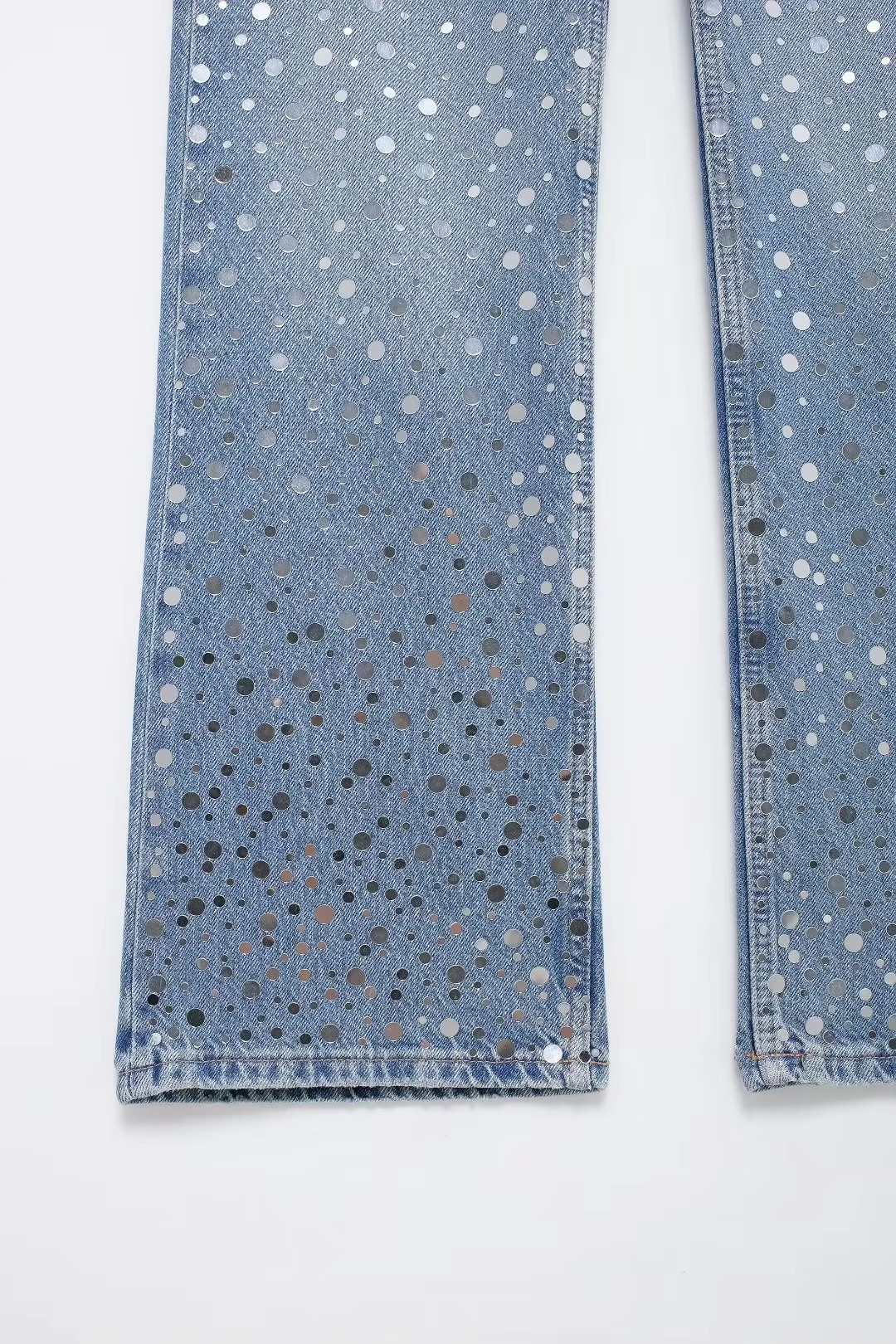 Blue Denim Jeans mit Punktmusterung