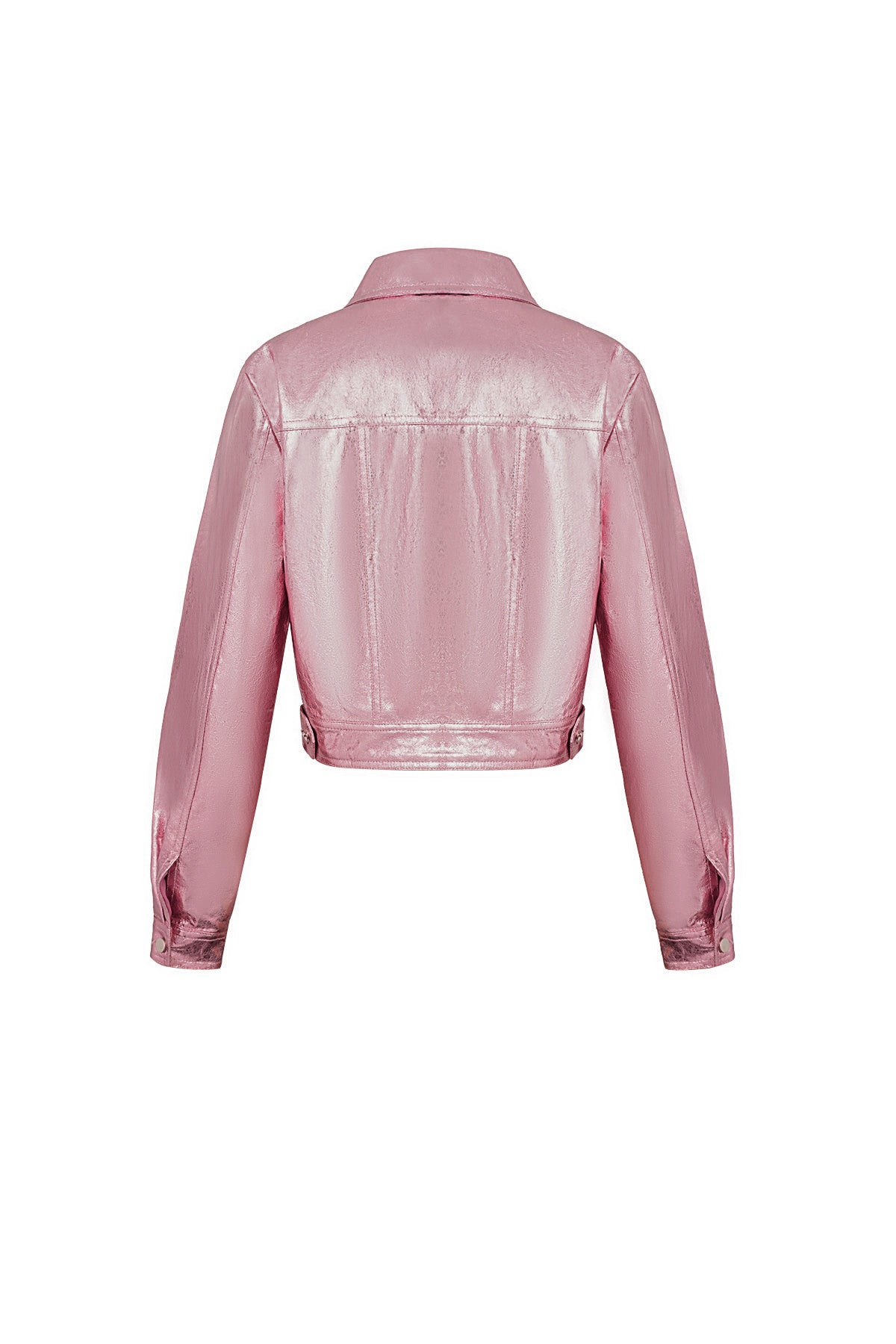 PU Damen Kurze Jacke Glänzende Metallische Oberfläche
