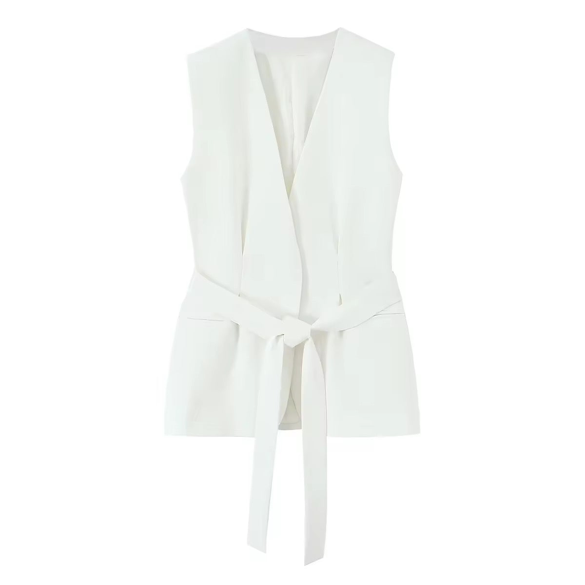 Elegantes 2-Teiler Set mit Taillengürtel – Blazer-Weste & Hose