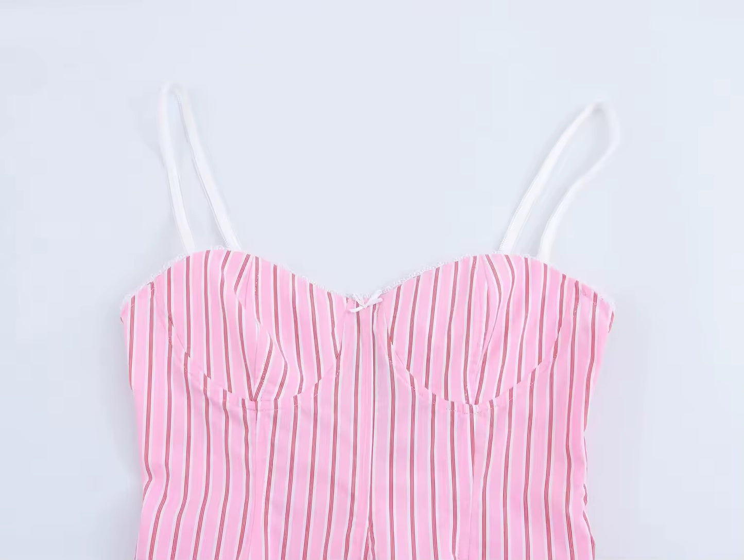 Zweiteiliges Set mit Bustier-Top und weiter Hose in Rosa mit Streifen
