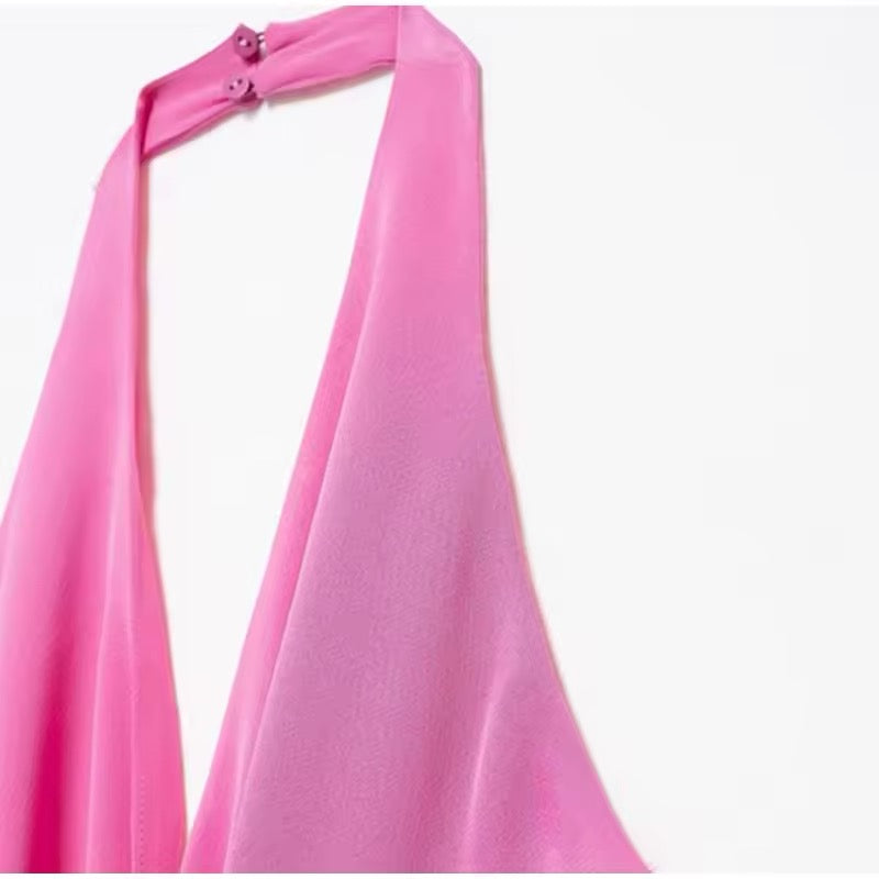 Pinkfarbenes Neckholder-Kleid