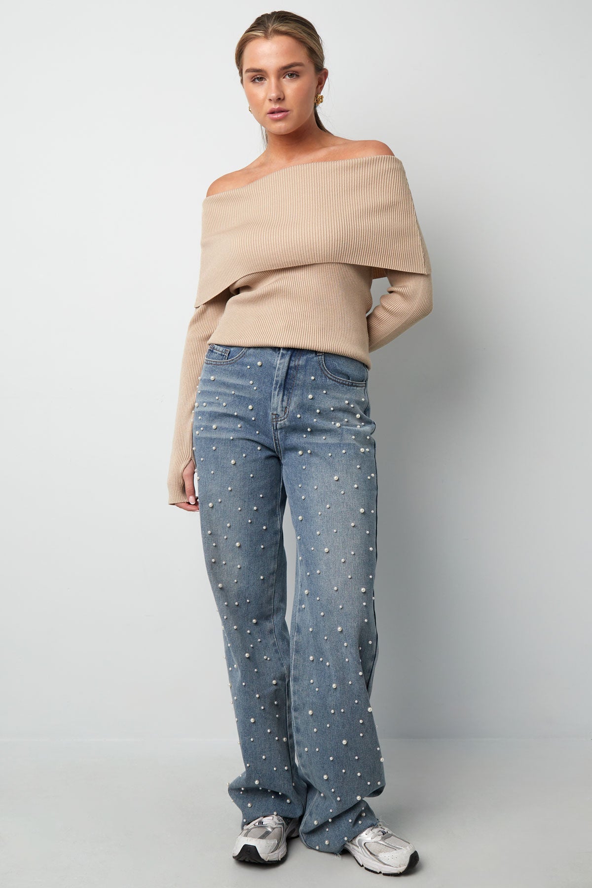 Schulterfreies Basic-Top - Burgunderrot