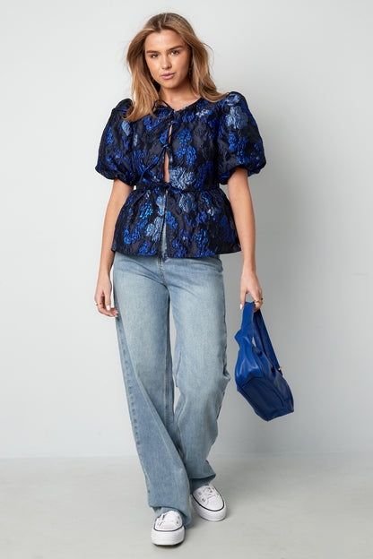 Gewebte Polyesterfasern Damen Kurzarm Oberteil Elegantes Blumenmuster