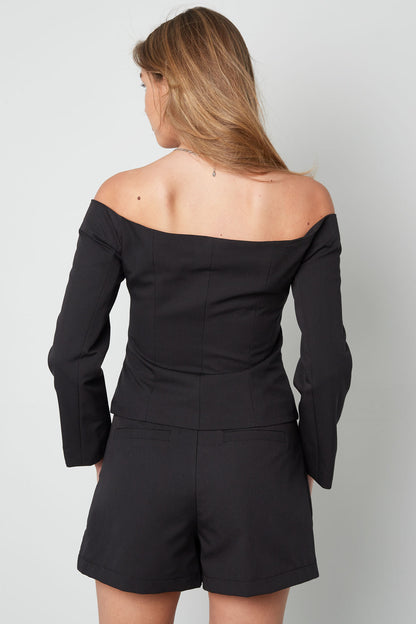 Off-Shoulder-Blazer-Oberteil