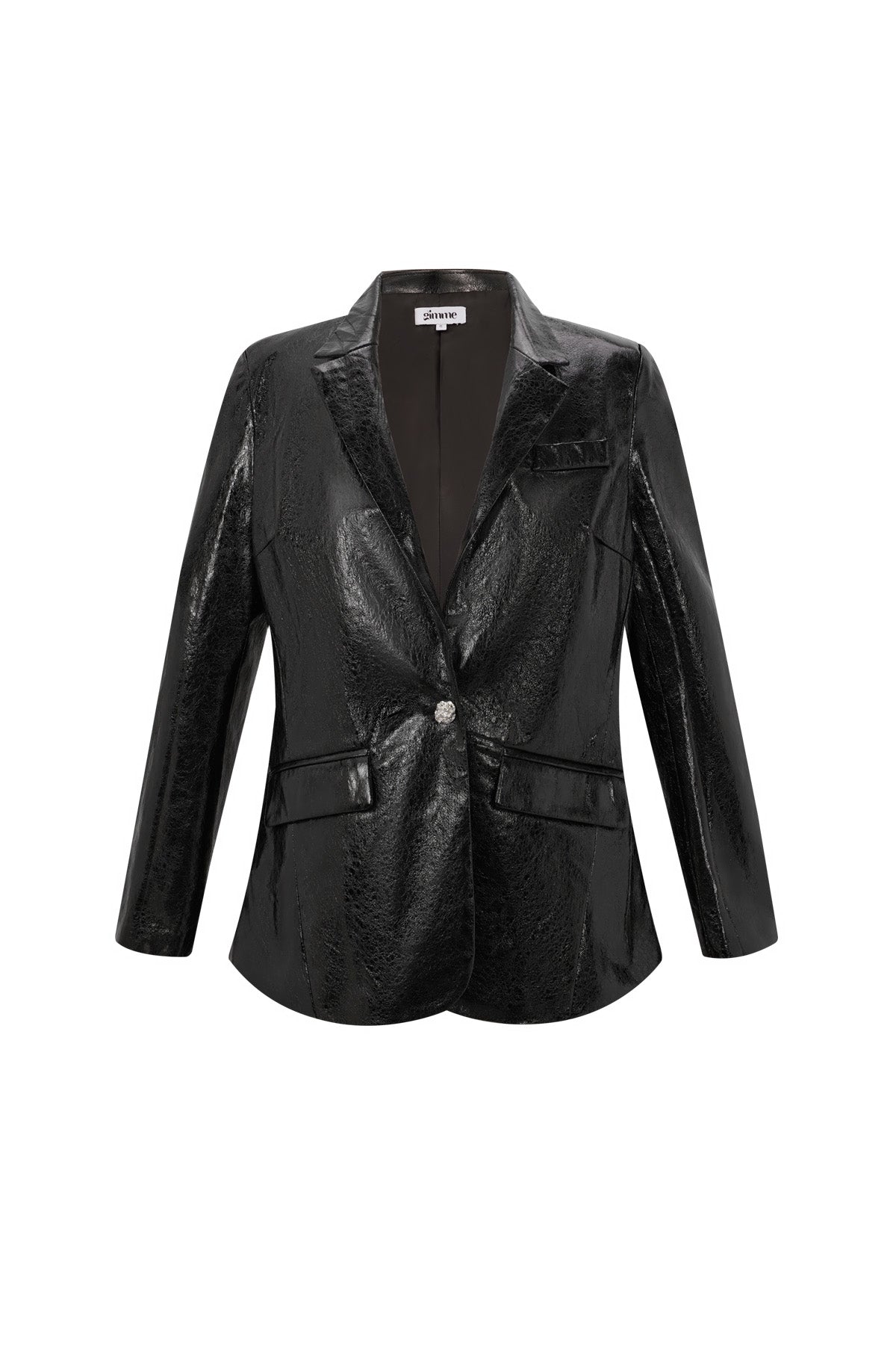 PU-Leder Damen-Blazer-Set Glänzende Oberfläche