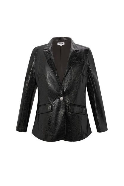 PU-Leder Damen-Blazer-Set Glänzende Oberfläche