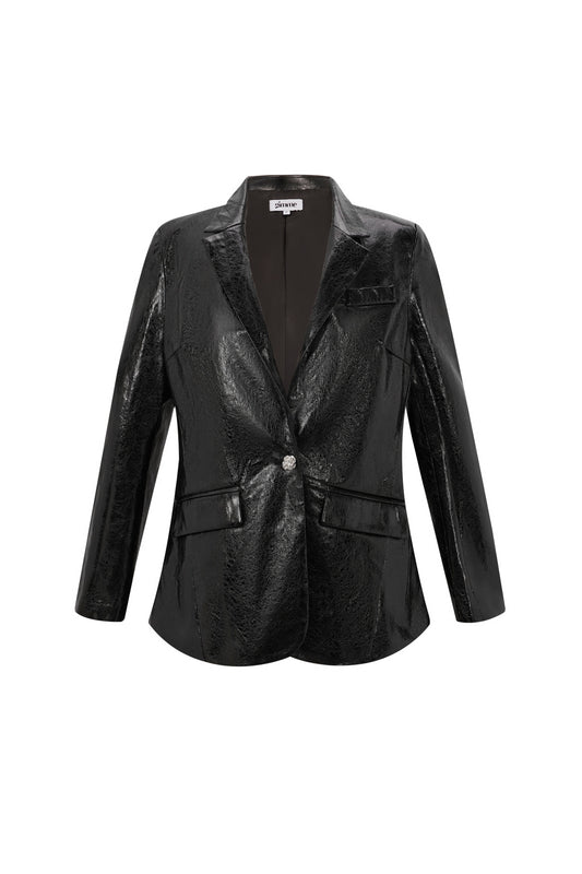 PU-Leder Damen-Blazer-Set Glänzende Oberfläche