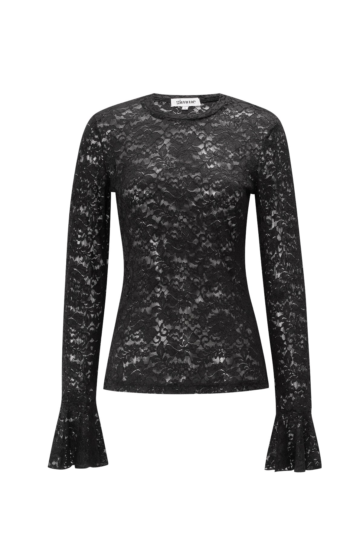 Gewebter Polyester Langarm-Oberteil Elegantes Spitzenpaneel