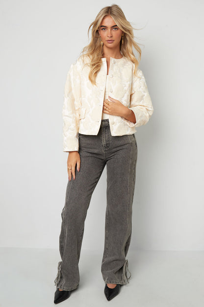 Jacquard-Jacke mit Ballonärmeln