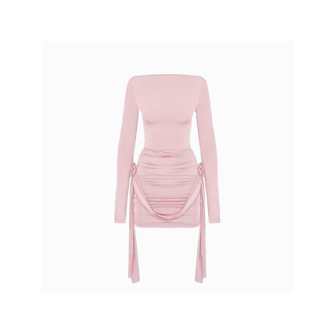 Rose Off-Shoulder Langarmkleid