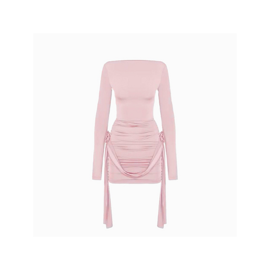 Rose Off-Shoulder Langarmkleid