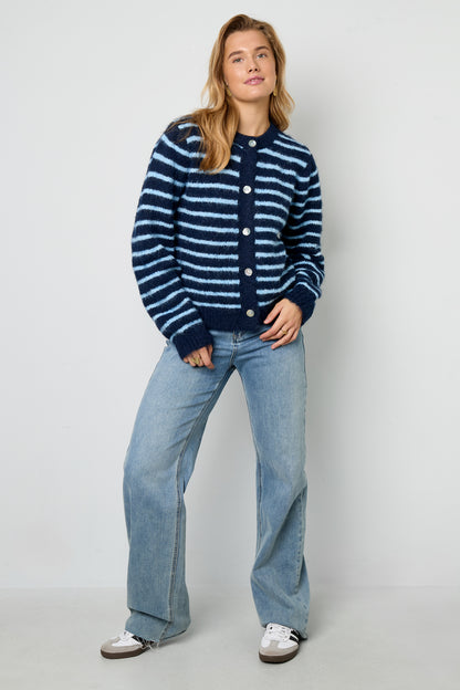 Polyesterfaser (Polyester) Strickjacke Streifen Lässige Herbst-/Winterkleidung