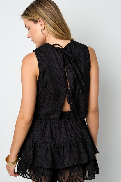 Gewebte Polyesterfasern Damen-Oberteile Elegantes Botanisches 2-teiliges Set