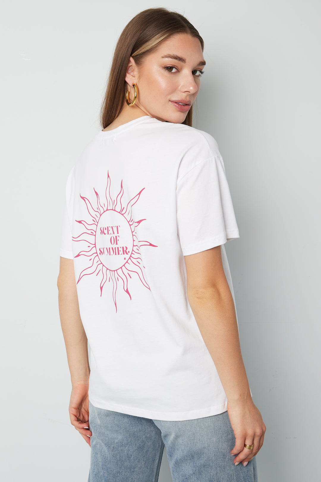 Baumwolle Damen T-Shirt Casual Letters