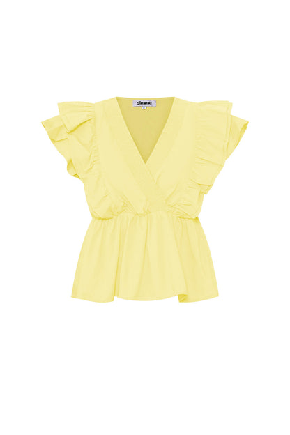 Gewebte ärmellose Bluse elegant Rüschenrand einfarbig Frühling/Sommer