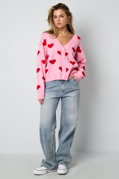 Viskose Gestrickte Damen Strickjacke Niedlich Herz Muster Herbst/Winter