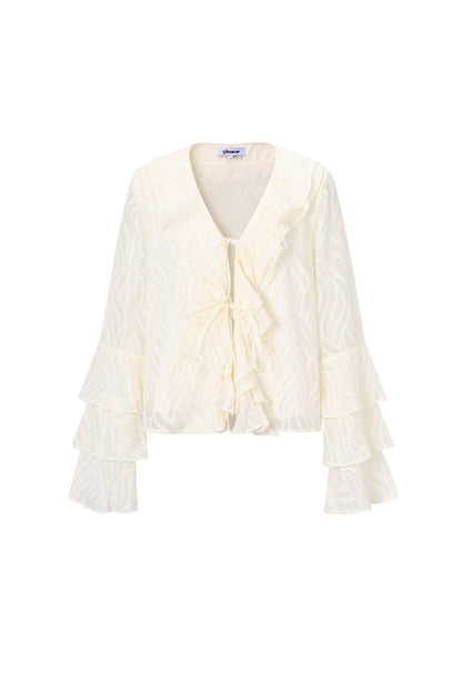 Gewebte Polyesterfaser Damen Langarmshirts Elegant Botanisch