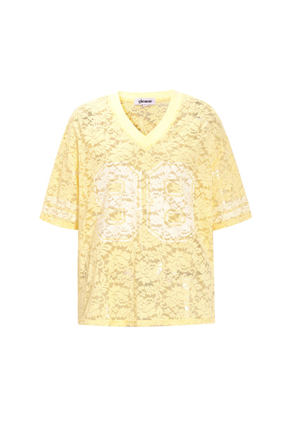 V-Neck Lace American T-shirt