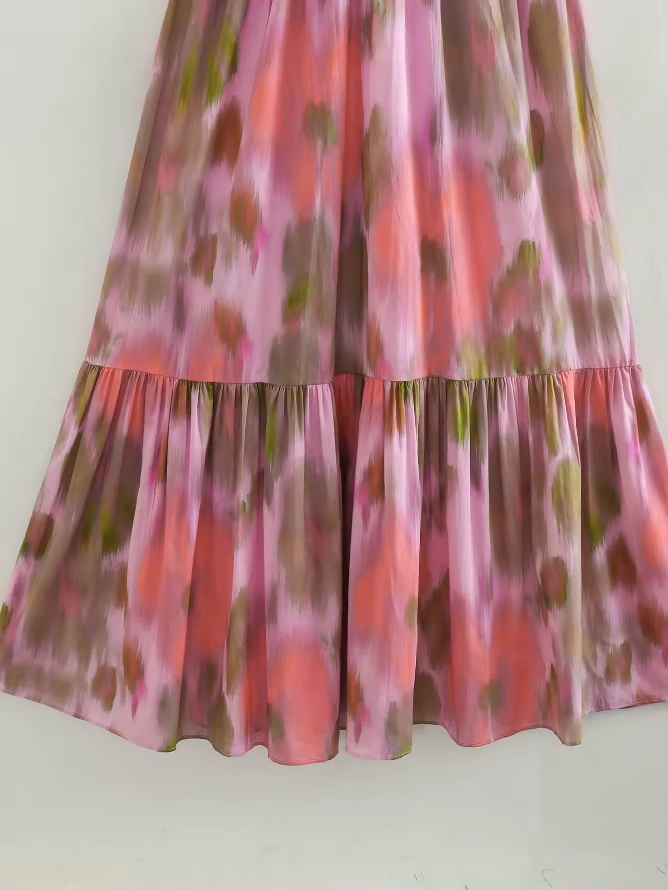 Aquarell Midikleid mit Spaghettiträgern
