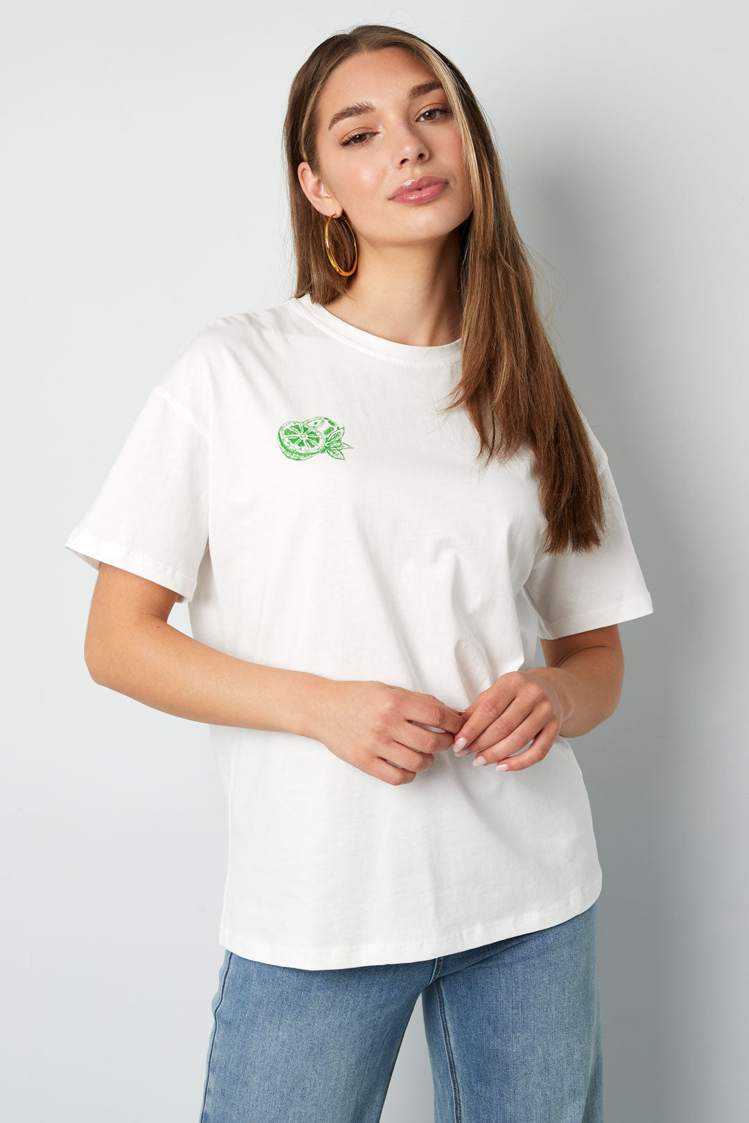 Strick Damen T-Shirt Casual Botanisch
