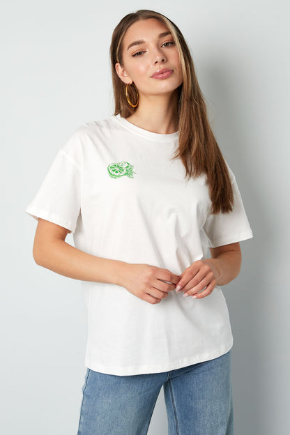 Strick Damen T-Shirt Casual Botanisch