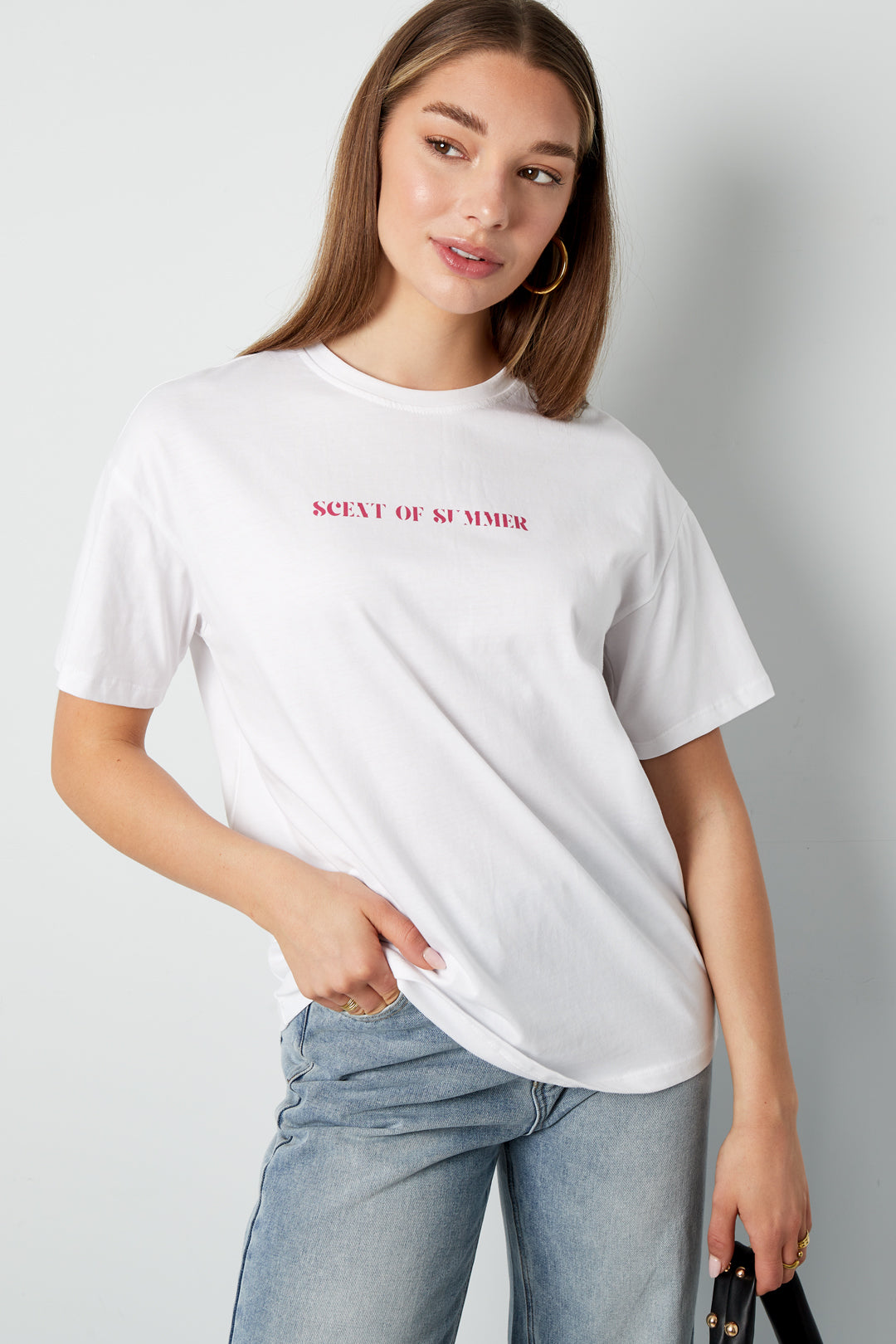 Baumwolle Damen T-Shirt Casual Letters
