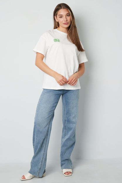 Strick Damen T-Shirt Casual Botanisch