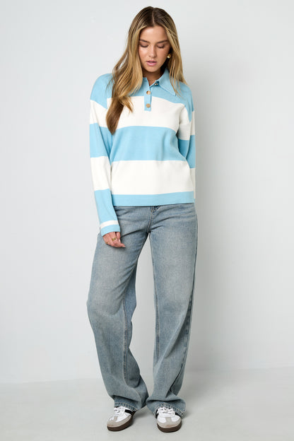 Strick-Viskose Damen-Polo-Pullover Streifen Herbst/Winter