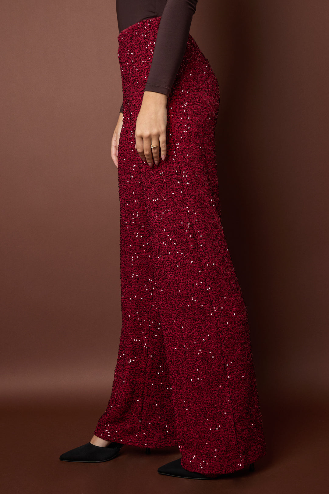 Polyesterfaser (Polyester) Gerade Hose Pailletten Elegante Herbst-/Winterkleidung