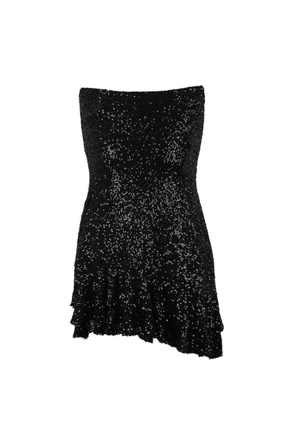Glitzerkleid mit Schleife trägerlos