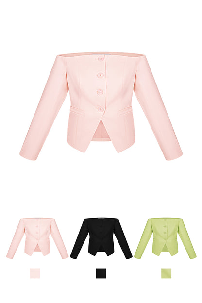 Off-Shoulder-Blazer-Oberteil
