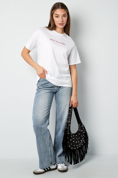 Baumwolle Damen T-Shirt Casual Letters