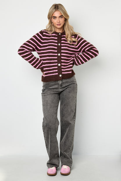 Polyesterfaser (Polyester) Strickjacke Streifen Lässige Herbst-/Winterkleidung