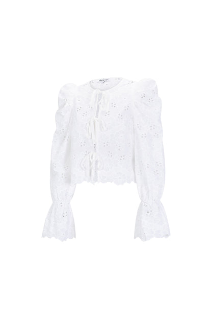 Baumwolle Gewebt Damen Langarm Oberteil Casual Cutout
