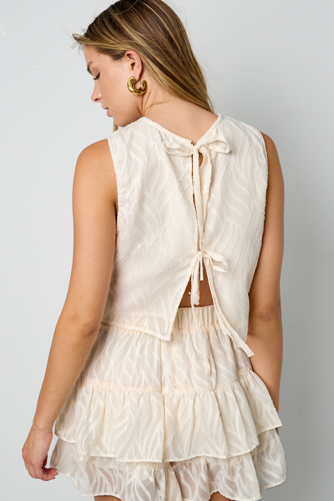 Gewebte Polyesterfasern Damen-Oberteile Elegantes Botanisches 2-teiliges Set