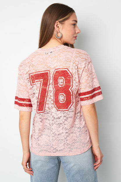 Polyestergewebe Damen T-Shirt Sporty Farbkontrast