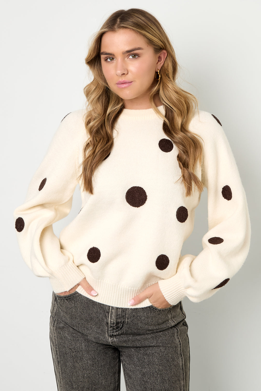 Polyesterfaser (Polyester) Strickpullover Polka Dots Lässige Herbst-/Winterkleidung