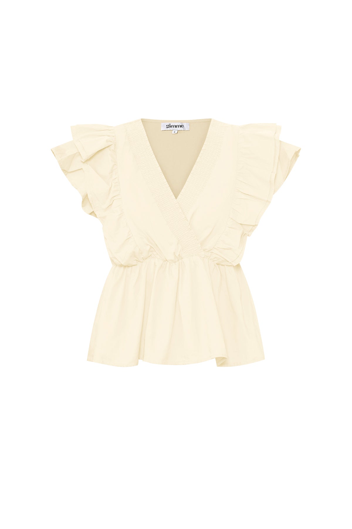 Gewebte ärmellose Bluse elegant Rüschenrand einfarbig Frühling/Sommer