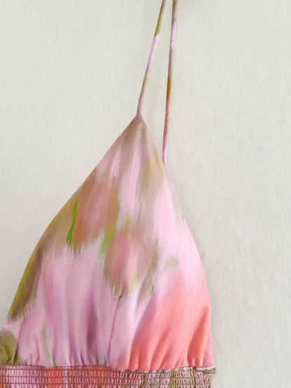 Aquarell Midikleid mit Spaghettiträgern