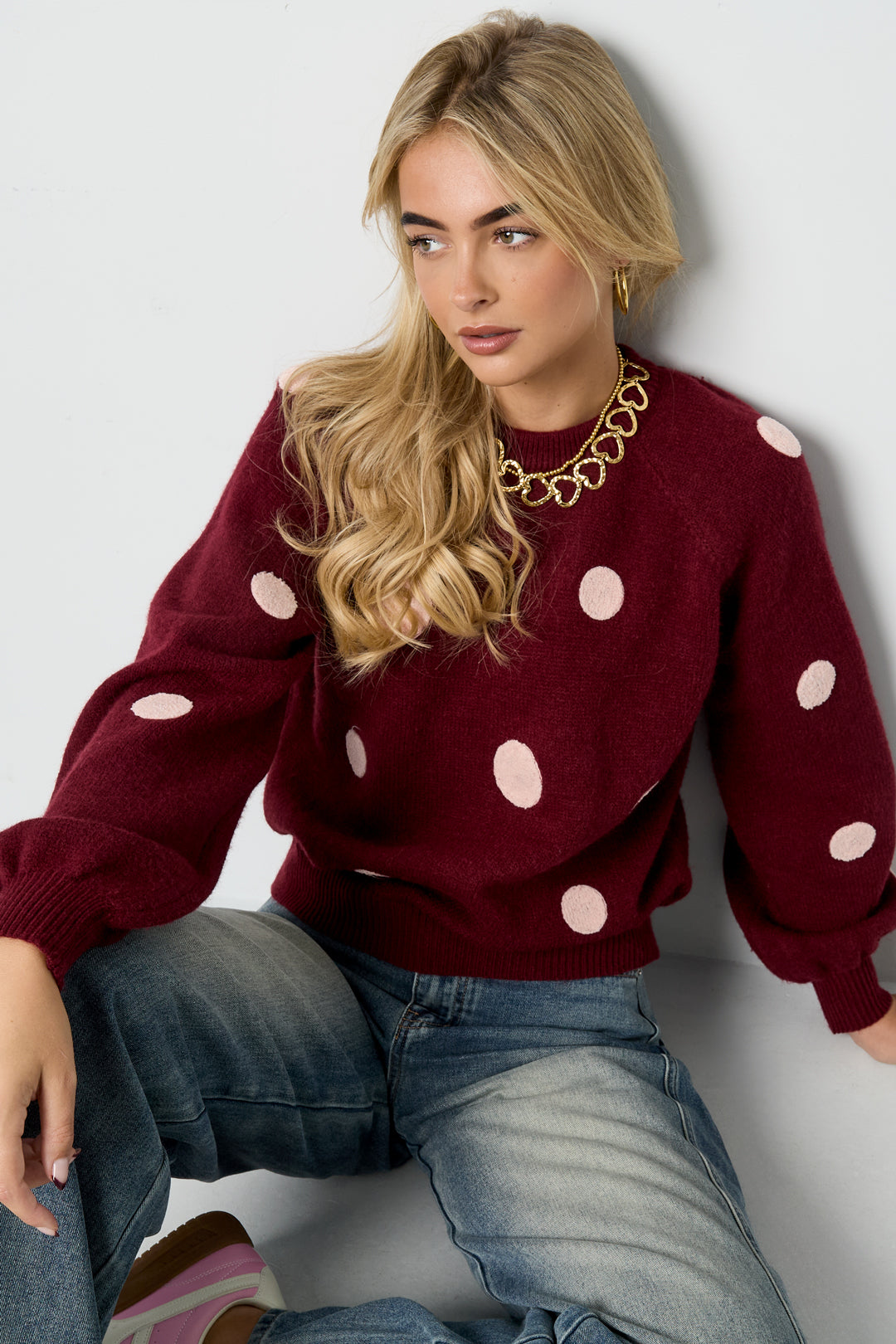 Polyesterfaser (Polyester) Strickpullover Polka Dots Lässige Herbst-/Winterkleidung