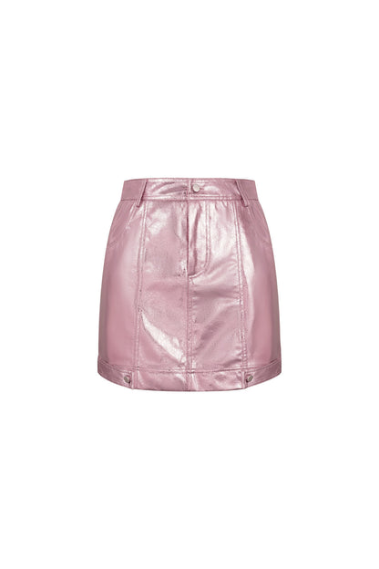 PU Minirock Sexy Einfarbig Frühling/Sommer