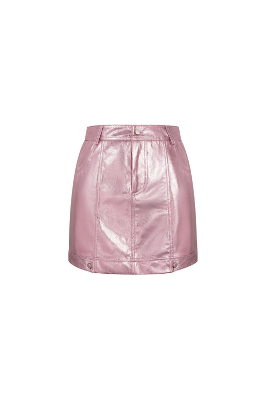 PU Minirock Sexy Einfarbig Frühling/Sommer