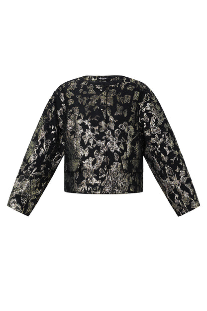 Jacquard-Jacke mit Ballonärmeln