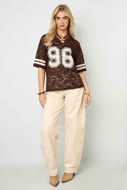 V-Neck Lace American T-shirt