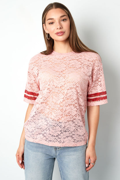 Polyestergewebe Damen T-Shirt Sporty Farbkontrast