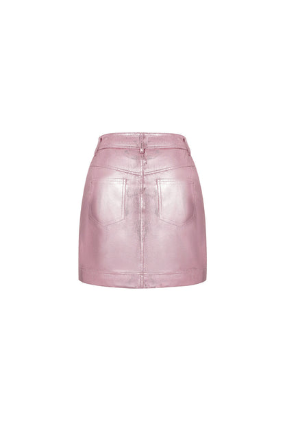 PU Minirock Sexy Einfarbig Frühling/Sommer