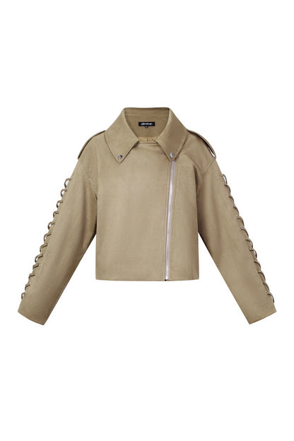 Wildlederjacke mit Schnürung