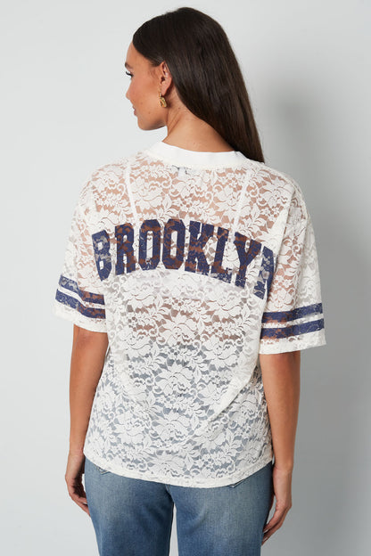 V-Neck Lace American T-shirt